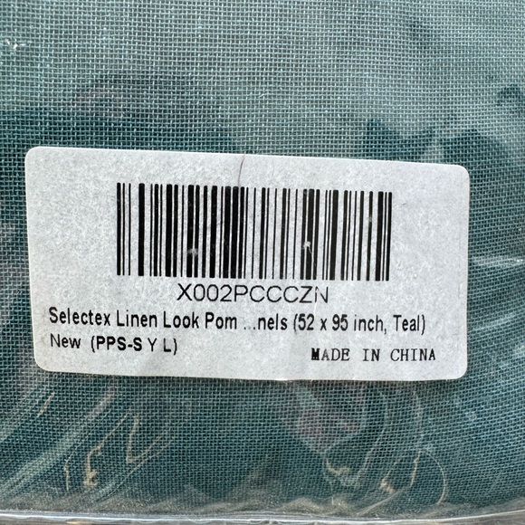 Cute sheer pom-pom curtains in teal - Picture 6 of 7